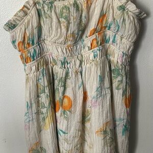 Forever 21 Floral Mini Dress - Cream, Orange, Green